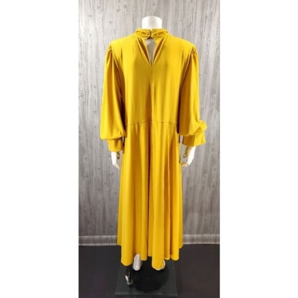 Eloquii Yellow Midi Dress Sleeve Stretch Knit Classic Mock Neck - Picture 6 of 7